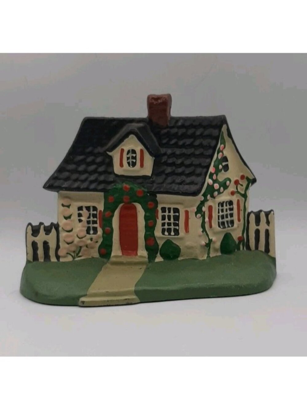 Vintage Cast Iron Door Stopper Victorian Style Cottage House Hand Painted Heavy